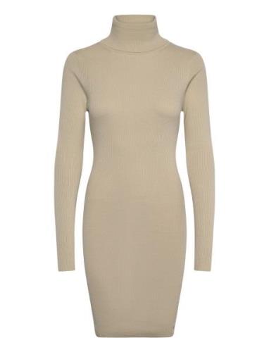 Calvin Klein Jeans Woven Label Tight Sweater Dress Beige