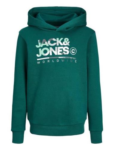 Jack & J S Jjluke Sweat Hood Jnr Grön