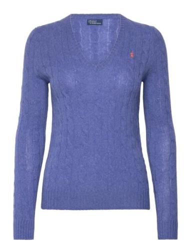 Polo Ralph Lauren Cable-Knit Wool-Cashmere V-Neck Sweater Blå