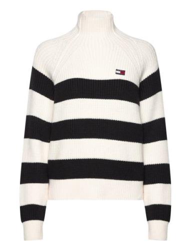 Tommy Jeans Tjw Stripe Mocknck Badge Sweater Vit