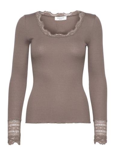 Rosemunde Silk T-Shirt W/ Lace Grå