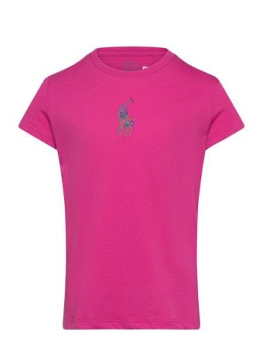 Ralph Lauren Kids Floral Big Pony Cotton Jersey Tee Rosa