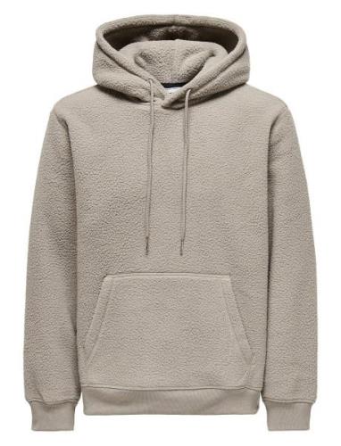 ONLY & SONS Onsemilio Reg Teddy Hoodie Sweat Vd Beige