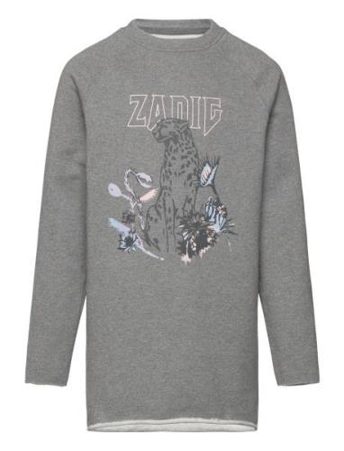 Zadig & Voltaire Kids Long Sleeved Dress Grå