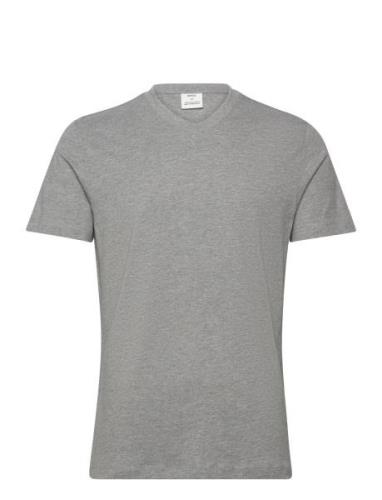 Mango Slim-Fit Cotton V-Neck T-Shirt Grå