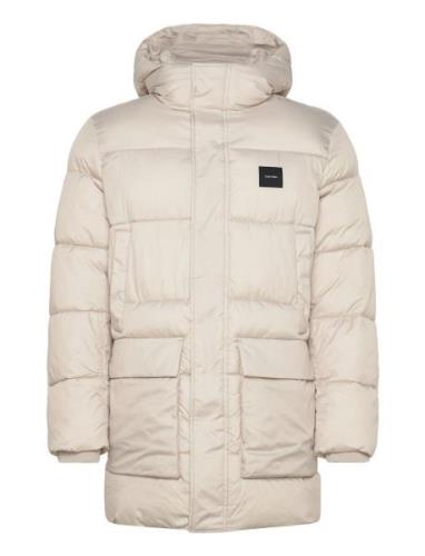 Calvin Klein Long Hooded Quilt Puffer Mw Beige