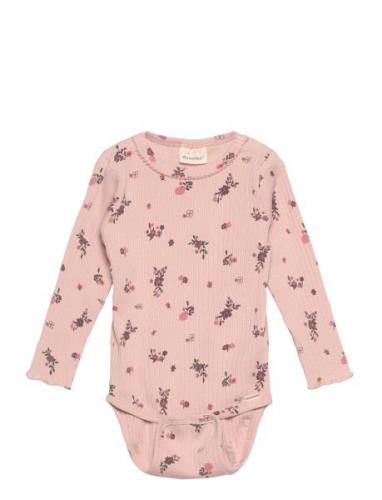 Minymo Body Ls Aop Rib Rosa