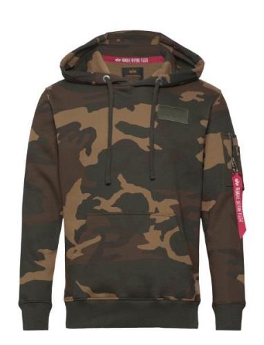 Alpha Industries Back Print Hoody Camo Grön