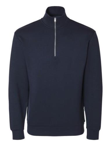 Selected Homme Slhemanuel Soft Zip High Neck Sweat Noos Marinblå