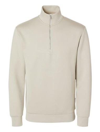 Selected Homme Slhemanuel Soft Zip High Neck Sweat Noos Kräm