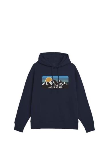 Jack & J S Jjpeak Sweat Hood Ln Marinblå