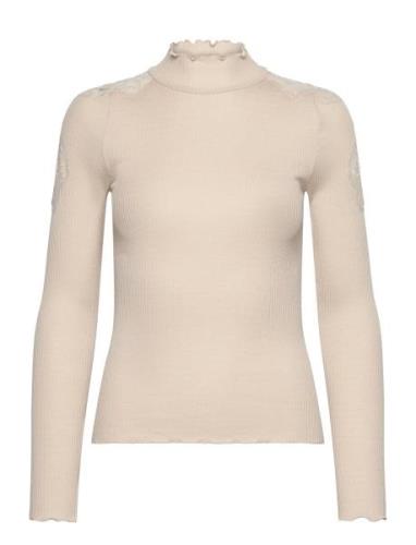 Rosemunde Beatha Silk T-Shirt W/ Lace Kräm