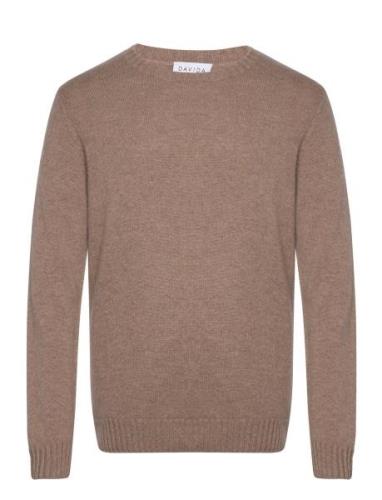 Davida Cashmere Man Chunky O-Neck Sweater Brun