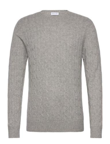 Davida Cashmere Man O-Neck Cable Sweater Grå