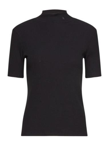 Scotch & Soda Core Mock Neck Rib T-Shirt Svart