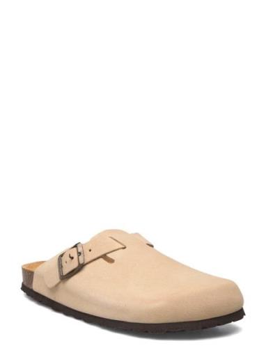 Mango Leather Clogs With Buckle Beige