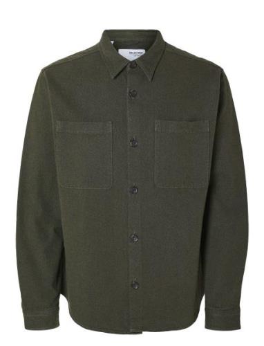 Selected Homme Slh-Heavy Twill Overshirt Ls Noos Grön