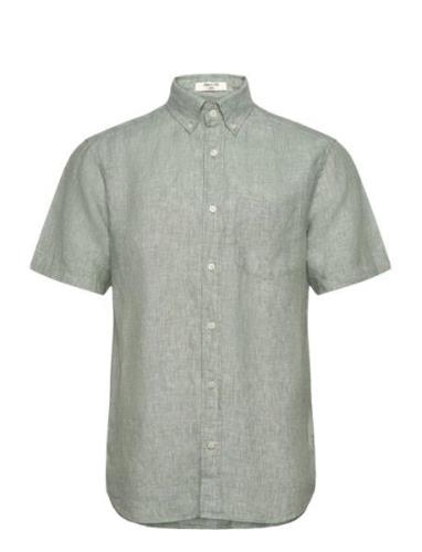 GANT Reg Linen Ss Shirt Grön