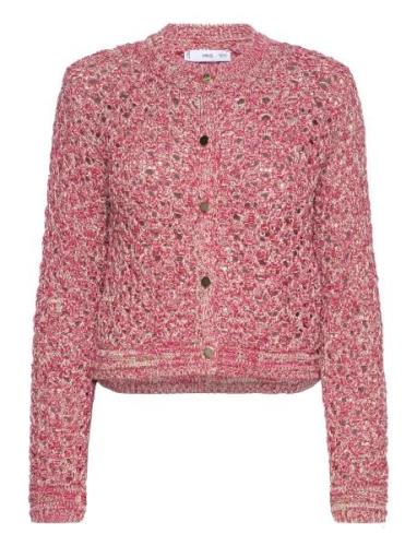 Mango Lurex Openwork Cardigan Rosa