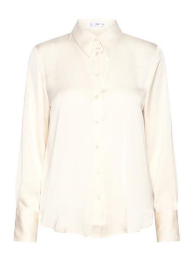 Mango Satin Finish Flowy Shirt Kräm