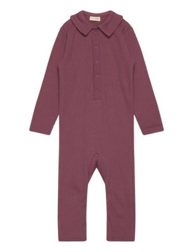 Fixoni Romper Ls Rib Burgundy