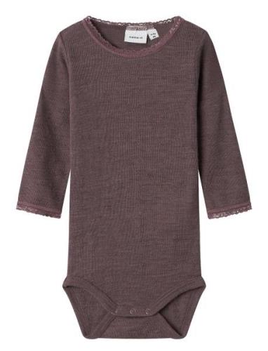 Name It Nbfwang Wool Needle Ls Body Solid Noos Lila