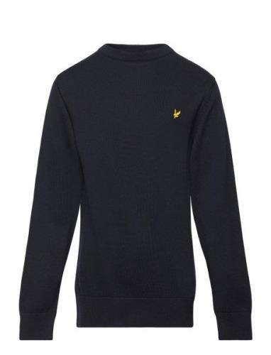 Lyle & Scott Cotton Crew Neck Jumper Marinblå