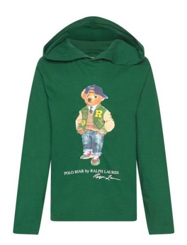 Ralph Lauren Kids Polo Bear Cotton Jersey Hooded Tee Grön