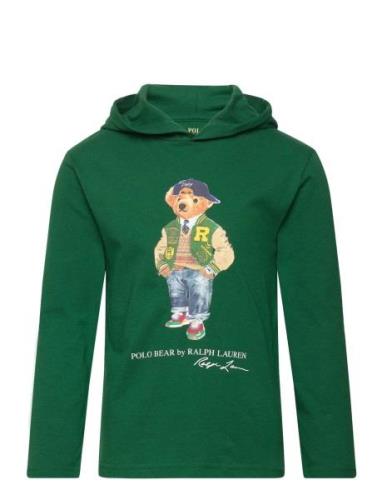 Ralph Lauren Kids Polo Bear Cotton Jersey Hooded Tee Grön