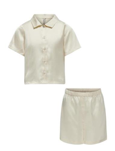 Kids Only Kogsarah Short Satin Nightwear Set Wvn Kräm