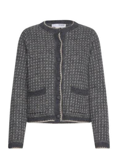 Selected Femme Slfsine Ls Knit Cardigan Grå