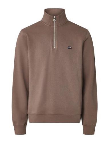 Lexington Clothing Terrance Organic Cotton Half-Zip Sweatshirt Brun