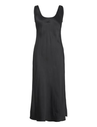 Calvin Klein Viscose Satin Slip Dress Svart