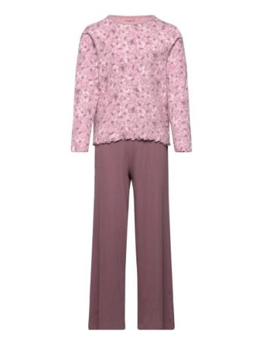 Name It Nkfnightset Mauve Flower Loose Rib Noos Lila