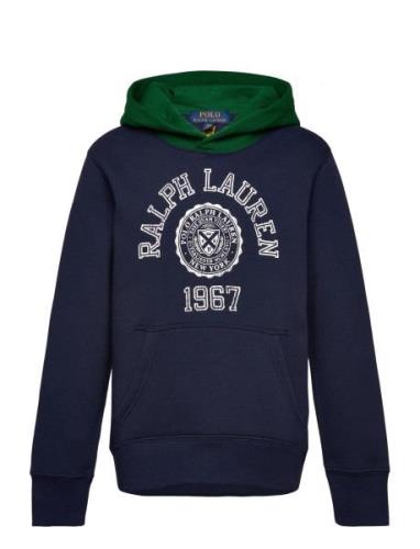 Ralph Lauren Kids Logo Color-Blocked Fleece Hoodie Marinblå