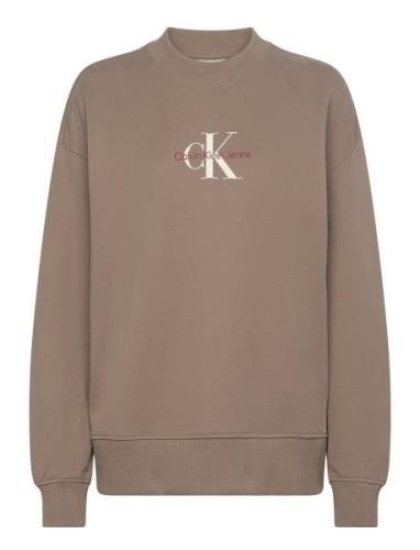 Calvin Klein Jeans Textured Monologo Crewneck Beige