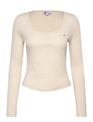 Tommy Jeans Tjw Melange Henley Ls Ext Beige