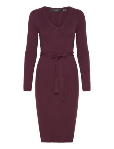 Vero Moda Maternity Vmmsaba Rib Ls V-Neck Belt Dress Ga Burgundy