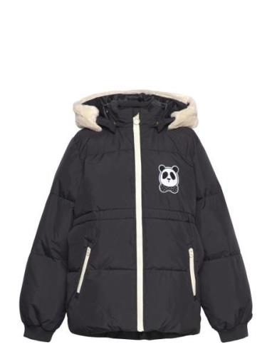 Mini Rodini Panda Hooded Puffer Jacket Svart