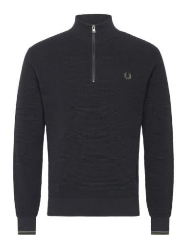 Fred Perry Waffle Stitch Half Zip Jmpr Svart