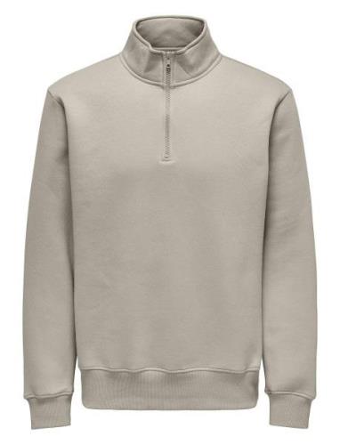 ONLY & SONS Onsconnor Reg 1/4 Zip Sweat Kräm