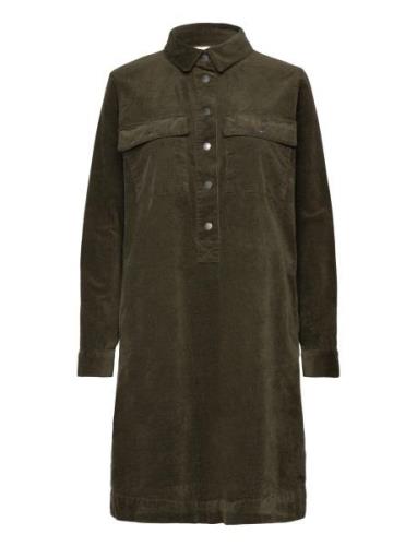 Pulz Jeans Pzsally Ls Placket Dress Khaki Green