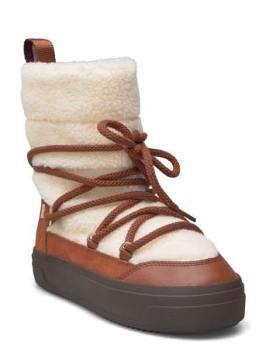 Tommy Hilfiger Lace-Up Faux Shearling Snowboot Brun