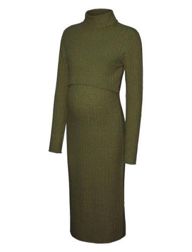 Mamalicious Mlsuniva June L/S Knit Midi Dress 2F Khaki Green