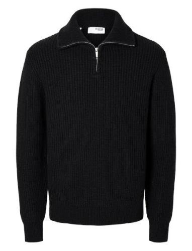 Selected Homme Slhland Ls Knit Half Zip Svart