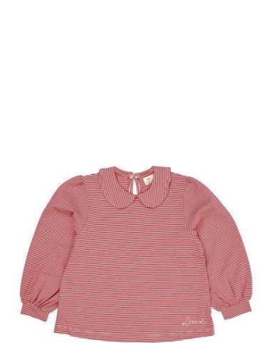 Copenhagen Colors Striped Blouse W. Collar Ls Röd