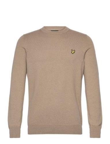 Lyle & Scott Cotton Merino Crew Neck Jumper Beige