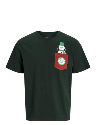 Jack & J S Jjxmas Pocket Tee Ss Crew Neck Grön