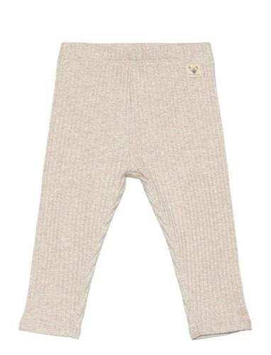 Mango Cotton Ribbed Leggings Beige