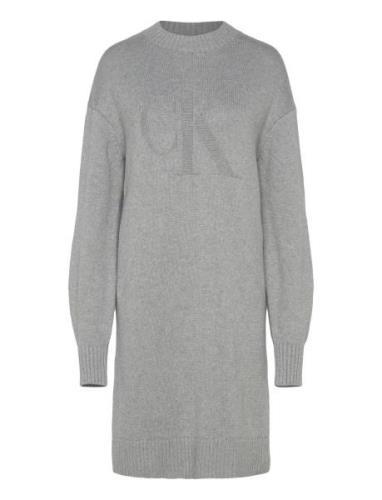 Calvin Klein Jeans Ck Intarsia Loose Sweater Dress Grå